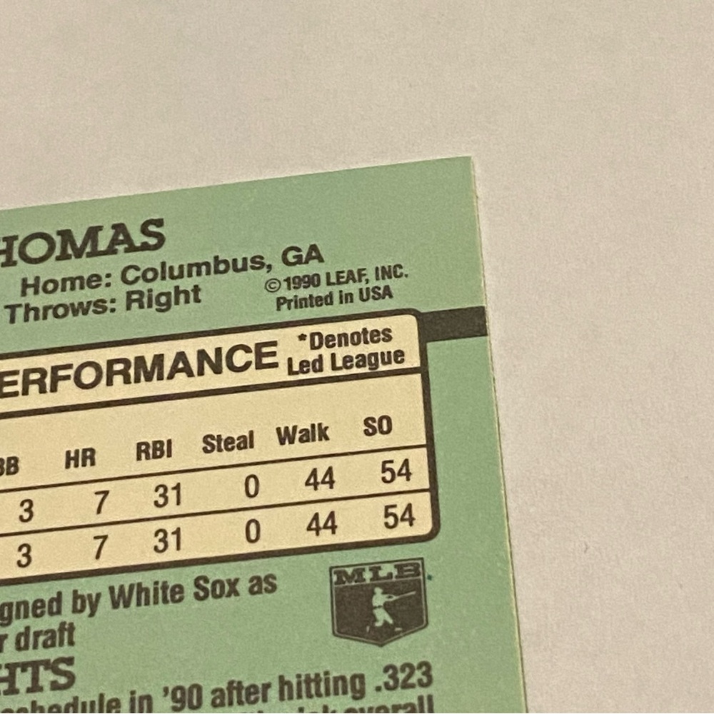 Frank Thomas RC Rookie 1990 Donruss Baseball Card Vintage Collectible - Picture 3 of 4